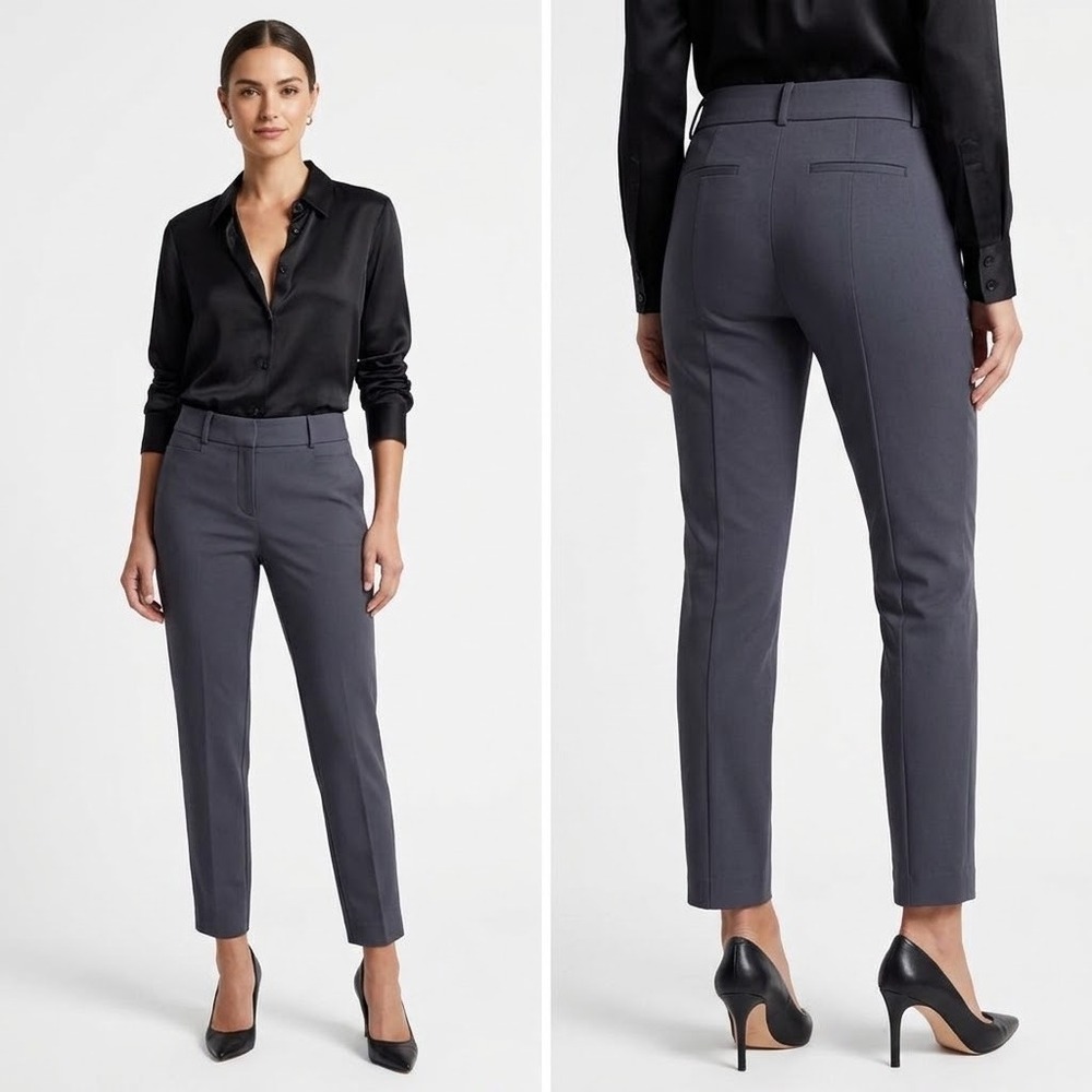 Loft Curvy Skinny Pants Womens Size 4 Charcoal Gray Ankle Dress Trousers Stretch